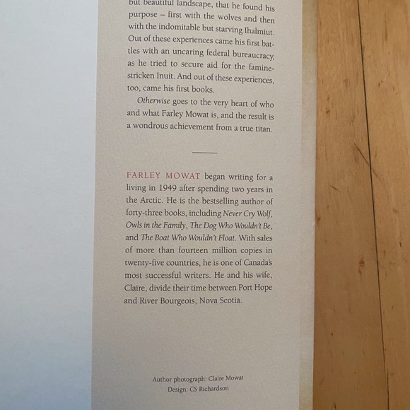 Farley Mowat “Otherwise”. Hardcover. A memoir - Picture 4 of 13